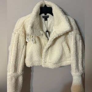 PrettyLittleThing Women's Off-White Teddy Jacket
